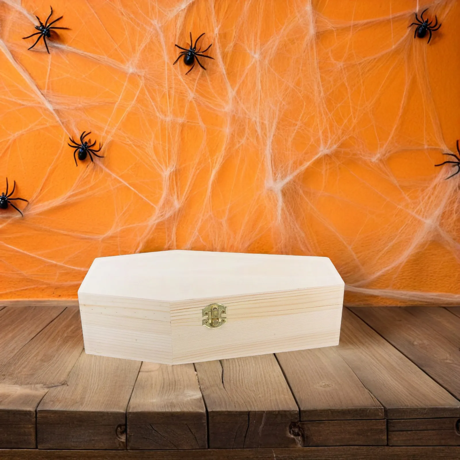 

Large Wooden Coffin Box Halloween Storage Solution Candy Jewelry Pet Ashes Organizer Flip Top Lid Spooky Gothic Party Favor