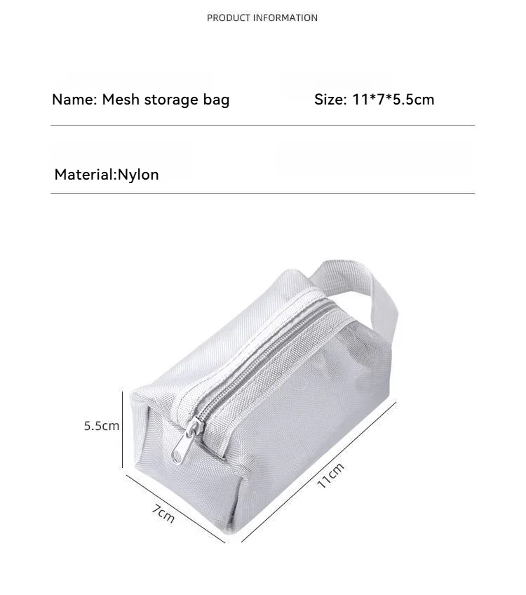 Hot Mini Storage Bag Transparent Mesh Coin Storage Bag Zipper Bag Key Bag Large Capacity Nylon Bag