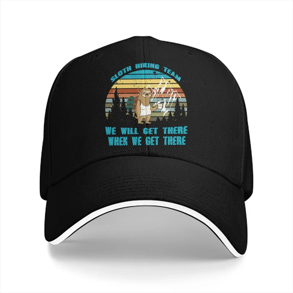 

Washed Men's Baseball Cap Sloth Hiking Team We Will Get There Trucker Snapback Caps Dad Hat Hiking Golf Hats