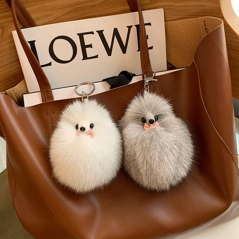 New Real Natural Fox Fur Little Fox Doll Ladies Bag Pendant Car Key Chain Pendant Mobile Phone Pendant Accessories