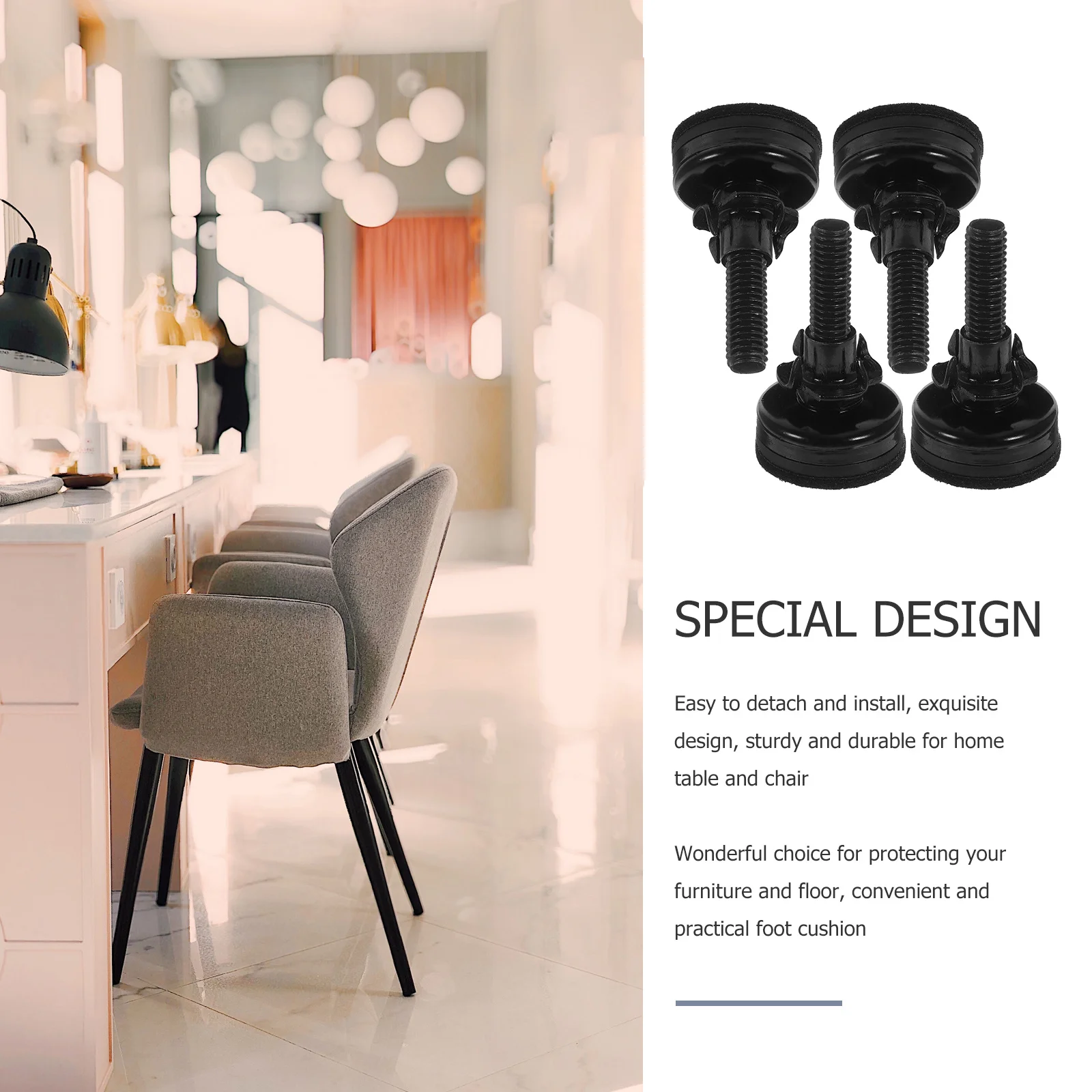 

4 Sets Adjustable Furniture Levelers Duct Tape Clear Wedge Legs Thick Workmanship Durable Wear Resistant Screw On leveling feet