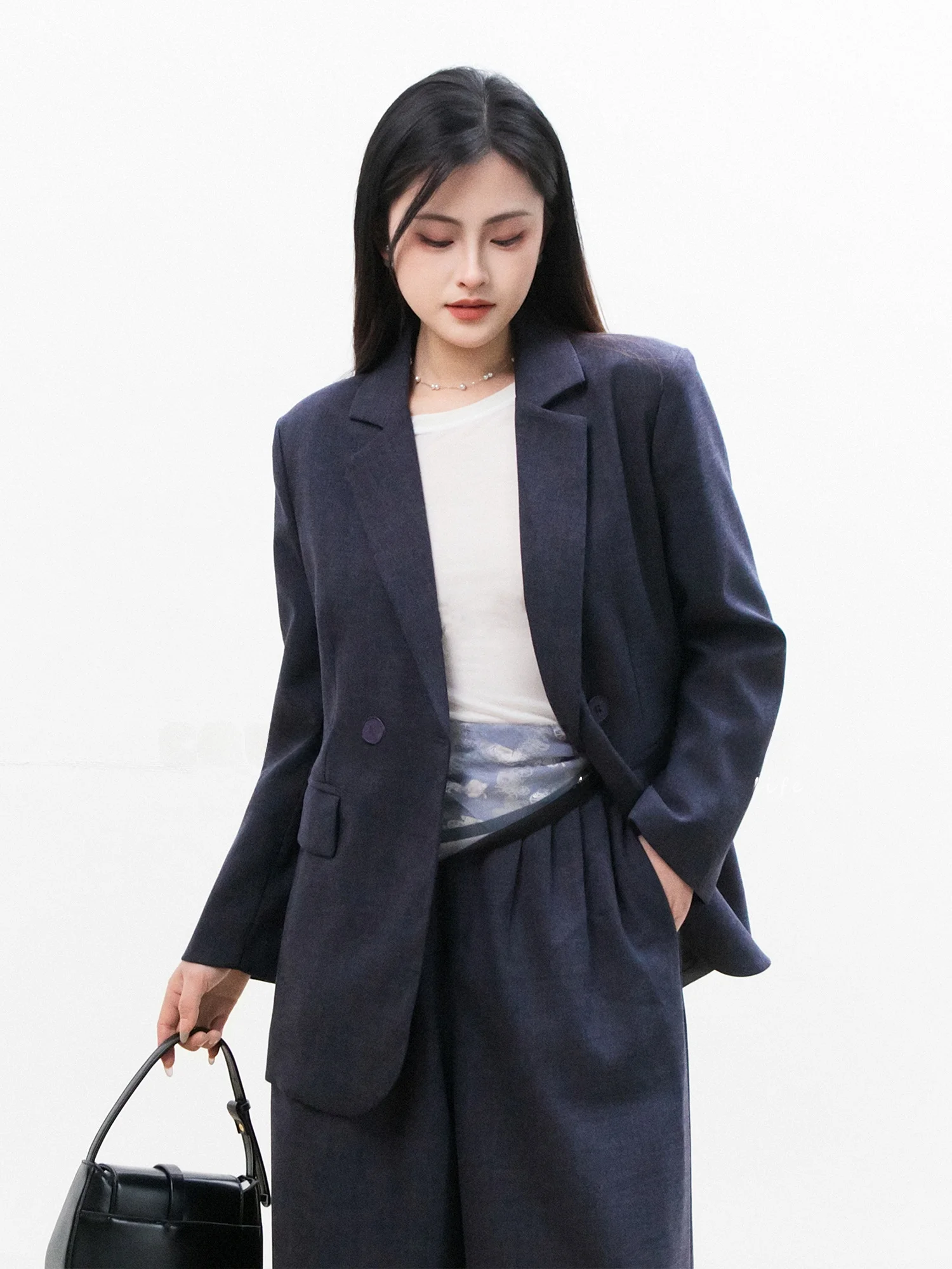 

Chelzy Old Money Sle Suit Wide Leg Pants Set Women's Commute Workplace Two Piece Set Spring Autumn High Waist Long Sve