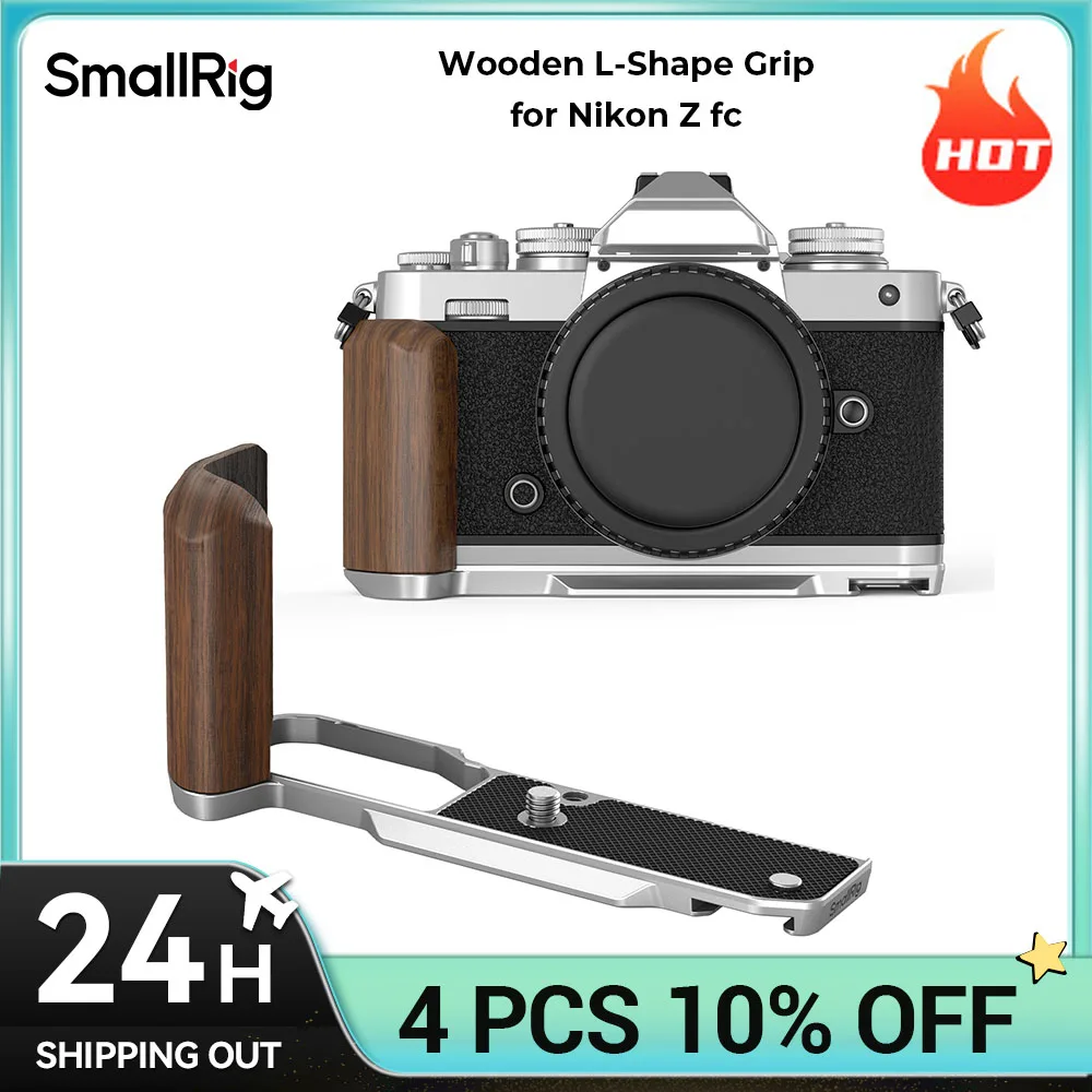 SmallRig Wooden L-Shape Grip for Nikon Z fc Built-in Arca-Swiss Quick Release Baseplate Black Sliver Can Choose 4803