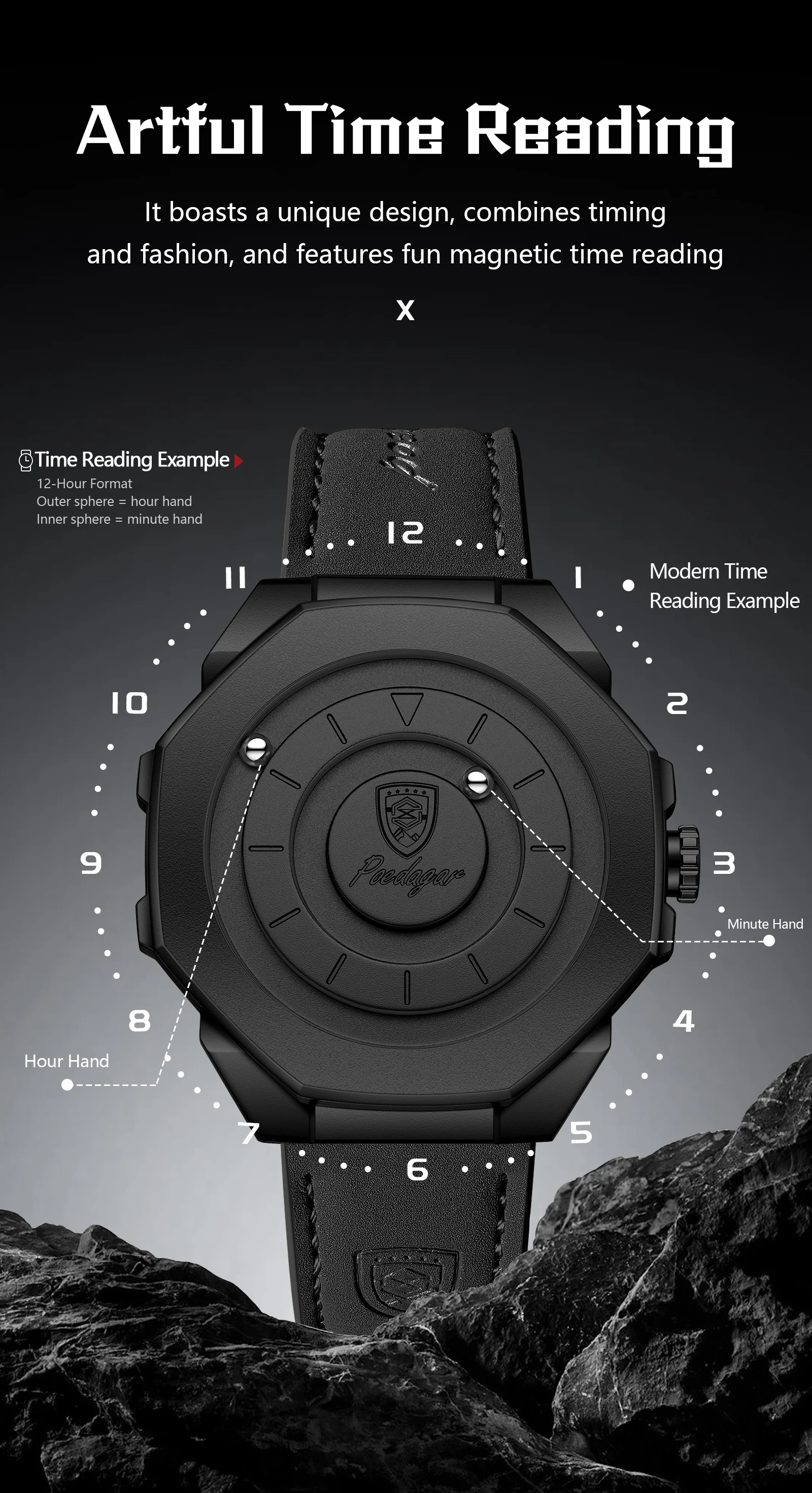 POEDAGAR Top-Qualität Herrenuhr Wasserdichte Leder-Modeuhr Quarz Business Herrenarmbanduhr Männliche Reloj Kreativ – Detail 7