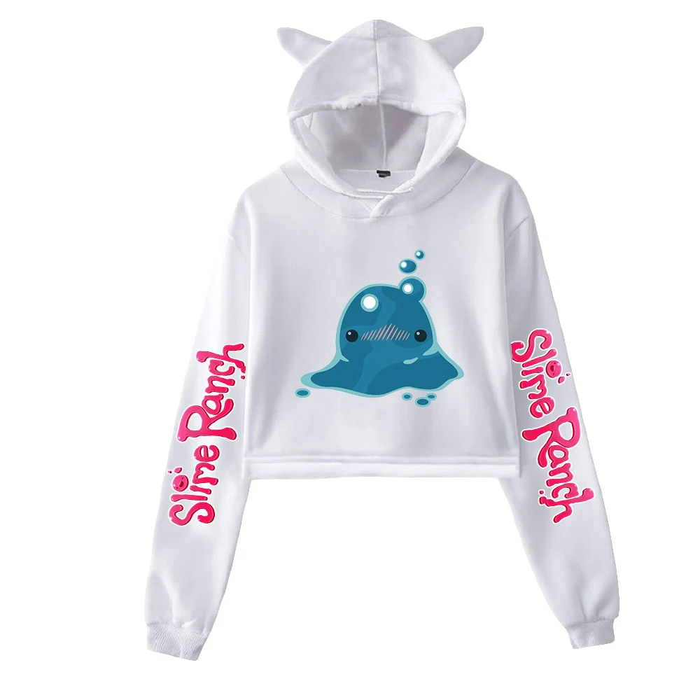 

Anime Slime Rancher Pullover Cat Cropped Hoodie Crop Top Women's Hoodie Harajuku Streetwear Simulation Game Kawaii Girls Clothes