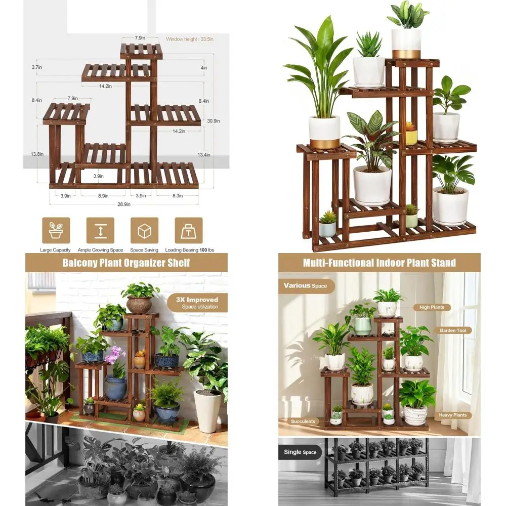 

6-ярусная подставка для растений (для дома и улицы) – компактная стойка для дома, офиса, сада