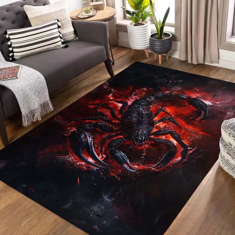 

1 шт. 3D коврик в виде скорпиона — противоскользящий, моющийся и прочный полиэстеровый коврик для декора гостиной, спальни или прихожей — ярко-красный