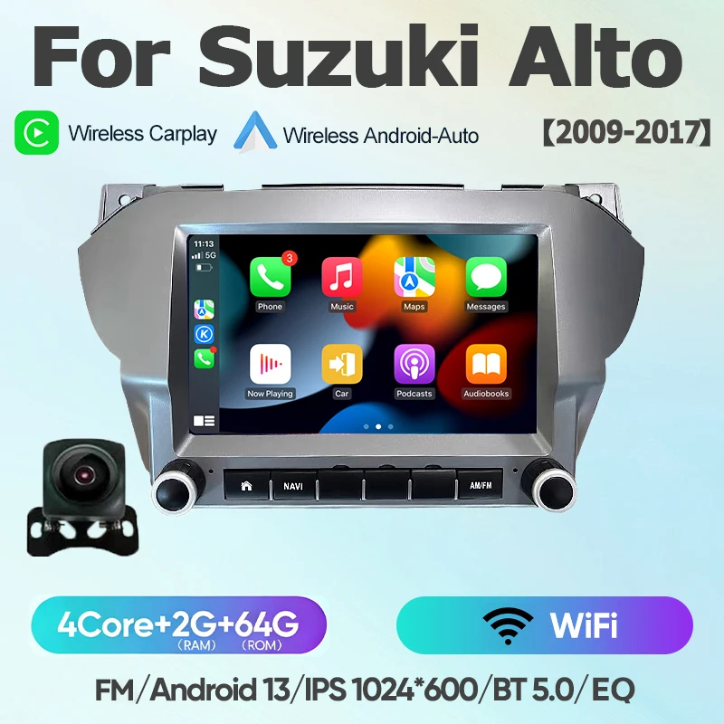 Voor Suzuki Alto 2009 - 2016 Nissan Pixo 4G+WiFi Android 13 draadloze CarPlay autoradio multimediasysteem navigatie BT radio
