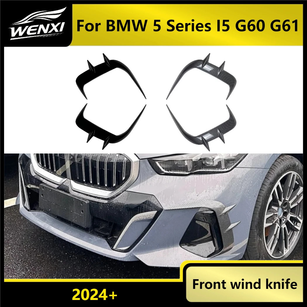 Auto Carbonfaser Frontspoilerlippe für BMW 5er I5 G60 G61 2024+ M Sport Nebelscheinwerfer Dekorative Abdeckung Zubehör