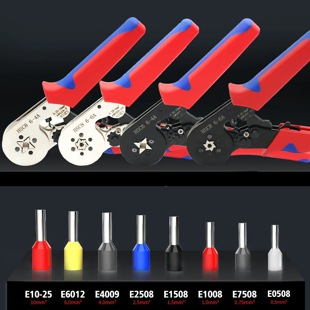 Tips Crimping Pliers HSC8 6-4/6-6 Press Pliers For Ferrule Sleeves Terminal Crimping Tools Wire Tube Terminals Crimper Repair