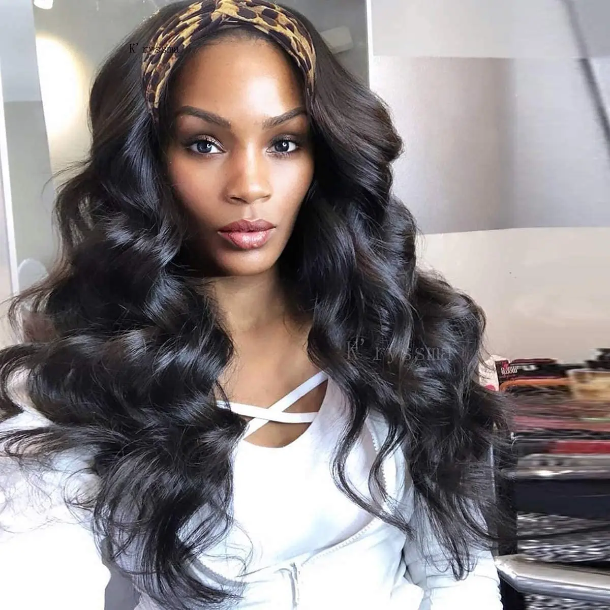 Body Wave Headband Human Hair Wig No Glue Headband Wigs Full Machine Made Human Hair Wig Glueless Human Hair Wig for Black Women