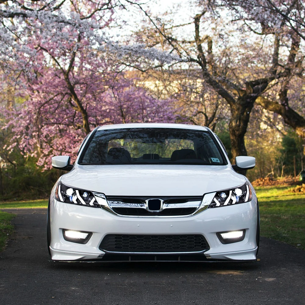 Пара линз проектора DRL, светодиодная лампа в сборе для Honda Accord 2013, 2014, 2015, 4-дверная фара