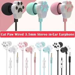 Cat Paw Earbuds Stereo 3.5mm In-Ear Headphones with Mic Earpiece Fashion Sports Wired Headset for Smartphone MP3 iPad PC Music