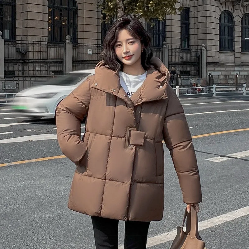 Winter Jackets Woman 2024 Puffy Mid-Length Down Jacket 90% White Duck Down Thick Warm Loose Casual Puffer Coat Outwear