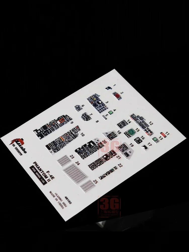 Lanbo 3D color cockpit instrument 48102 F-4E Ghost II adapted to meng LS017 1/48 scale.
