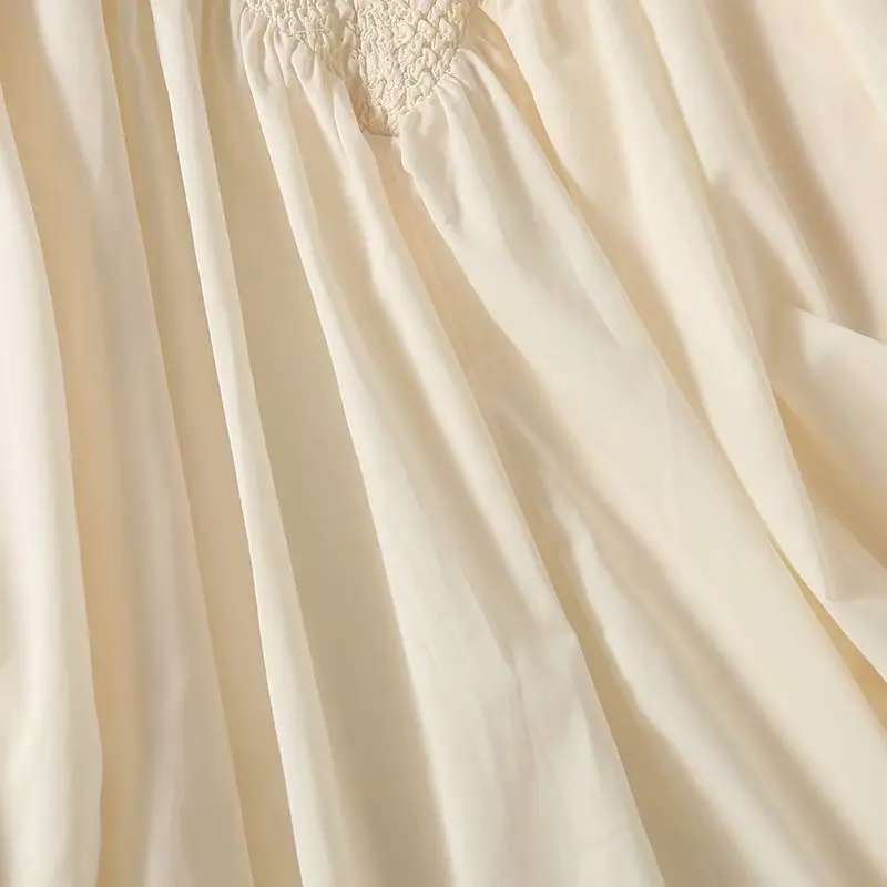 Withered French Office Ladies Beige Commuter Blouse Fashion Texture Stitching Loose Shirt Women Tops