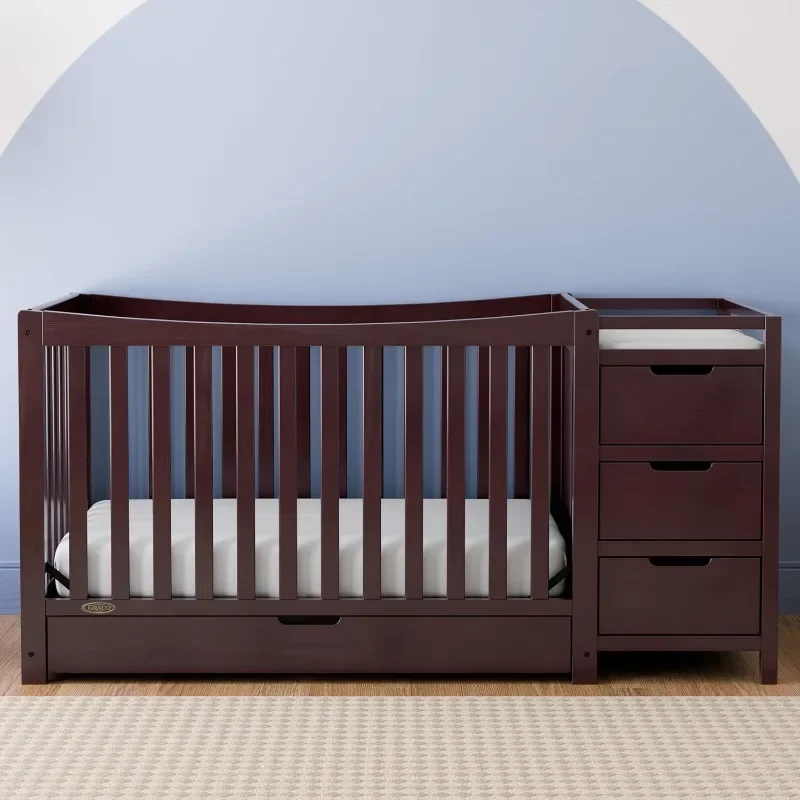 Graco Remi 4-In-1 Convertible Crib & Changer With Drawer, Includes Changing Pad, Converts To Toddler Bed, Full-Size Bed