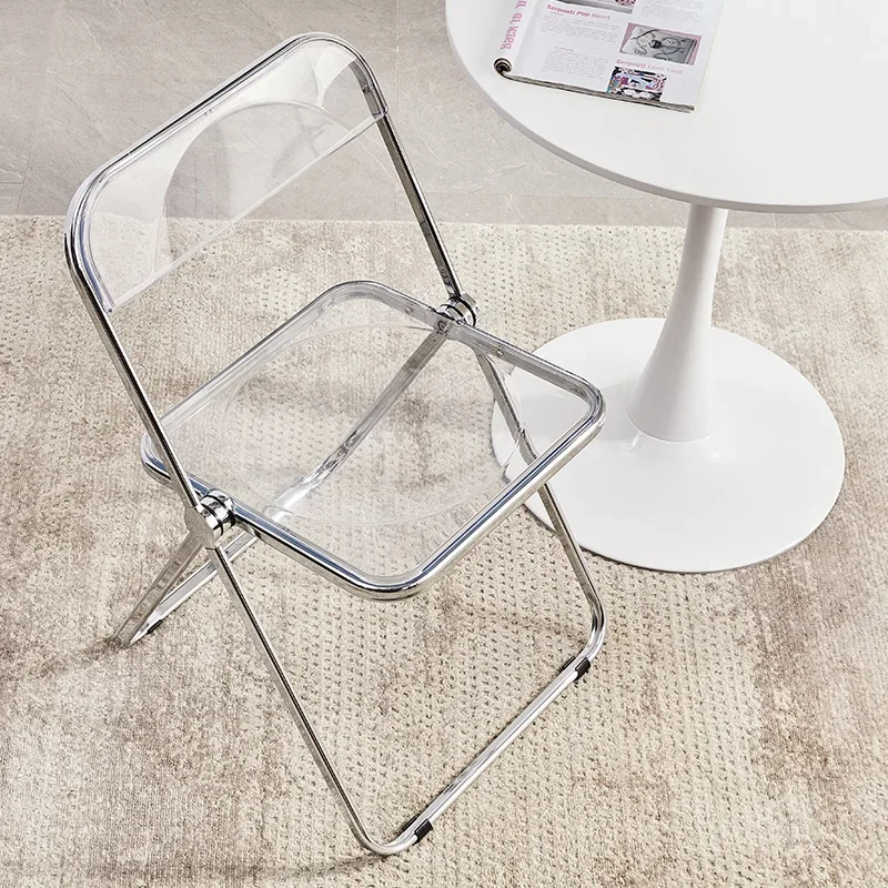 Transparent chair Acrylic fashion Internet celebrity clothing store photo chair simple household dining chair stool folding chai