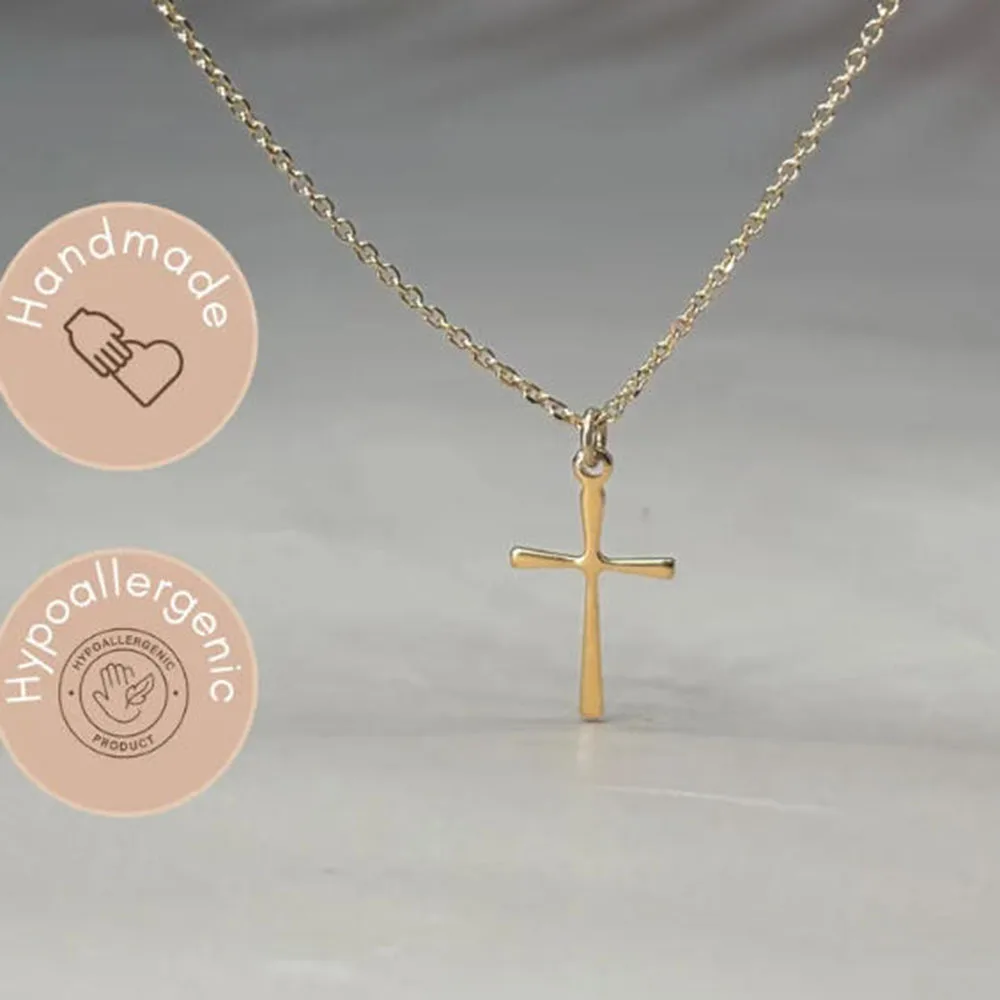 

Exquisite gold cross necklace, simple daily cross pendant necklace, suitable for both men and women
