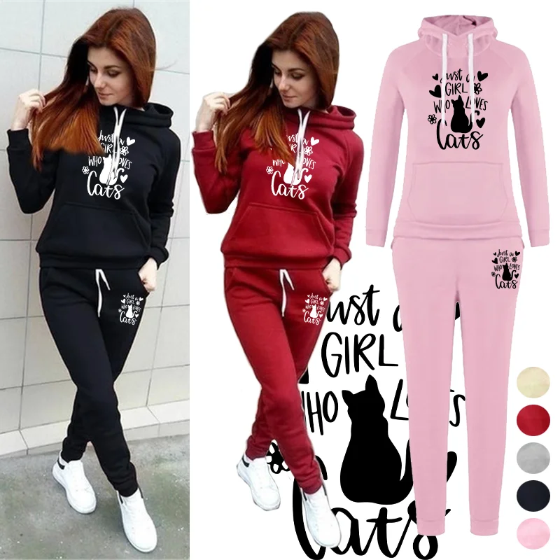 أزياء هوديي Sweatpants الخريف والشتاء المرأة مقنعين ملابس رياضية يوميا عارضة الرياضة الركض البدلة الاتجاه الحضري الشارع ارتداء