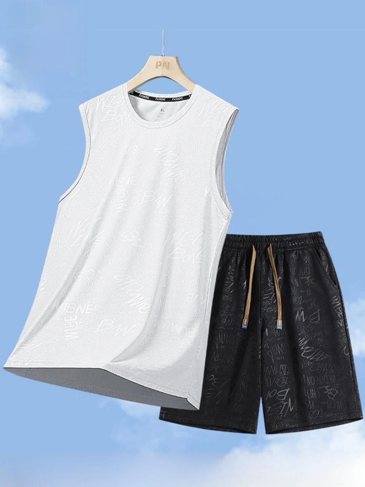 

Paul Новый мужской летний жилет из ледяного шелка, круглая футболка Ne, спортивный комплект для бега, впитывающий пот, молодежный