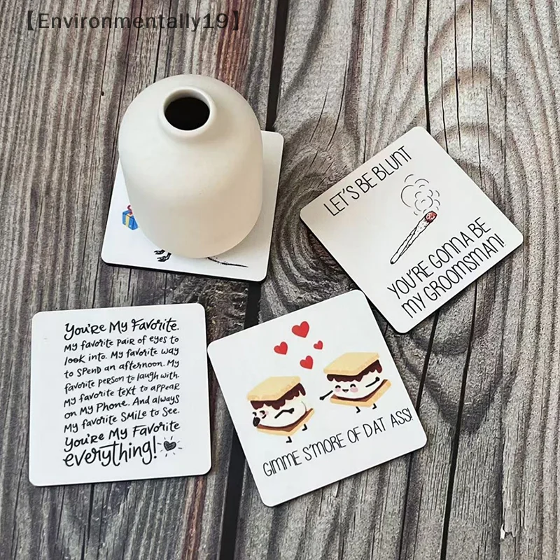 You're My Favorite Printed Coaster,Reusable Wooden Cups Mat,Drink Holder Heat-resistant,Valentines Gifts, Tableware