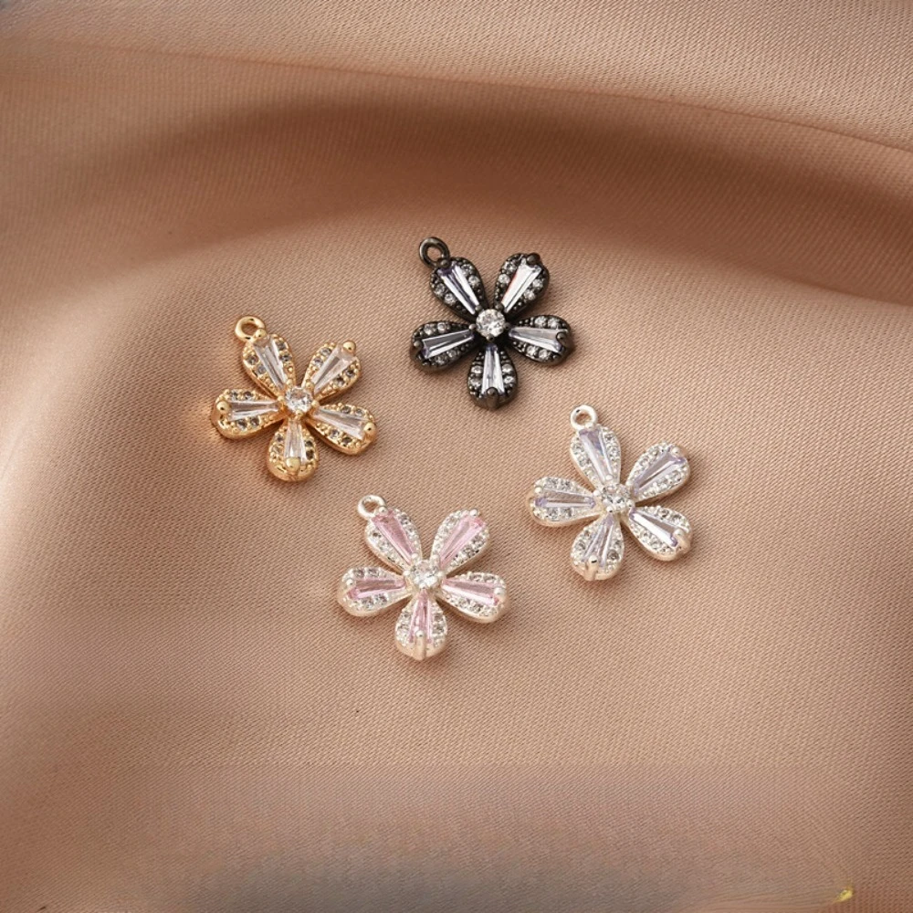 

14-каратное позолоченное циркониевое кулон с пятью лепестками цветов, браслет ручной работы своими руками, небольшой кулон, ожерелье, ювелирные изделия, серебряный материал