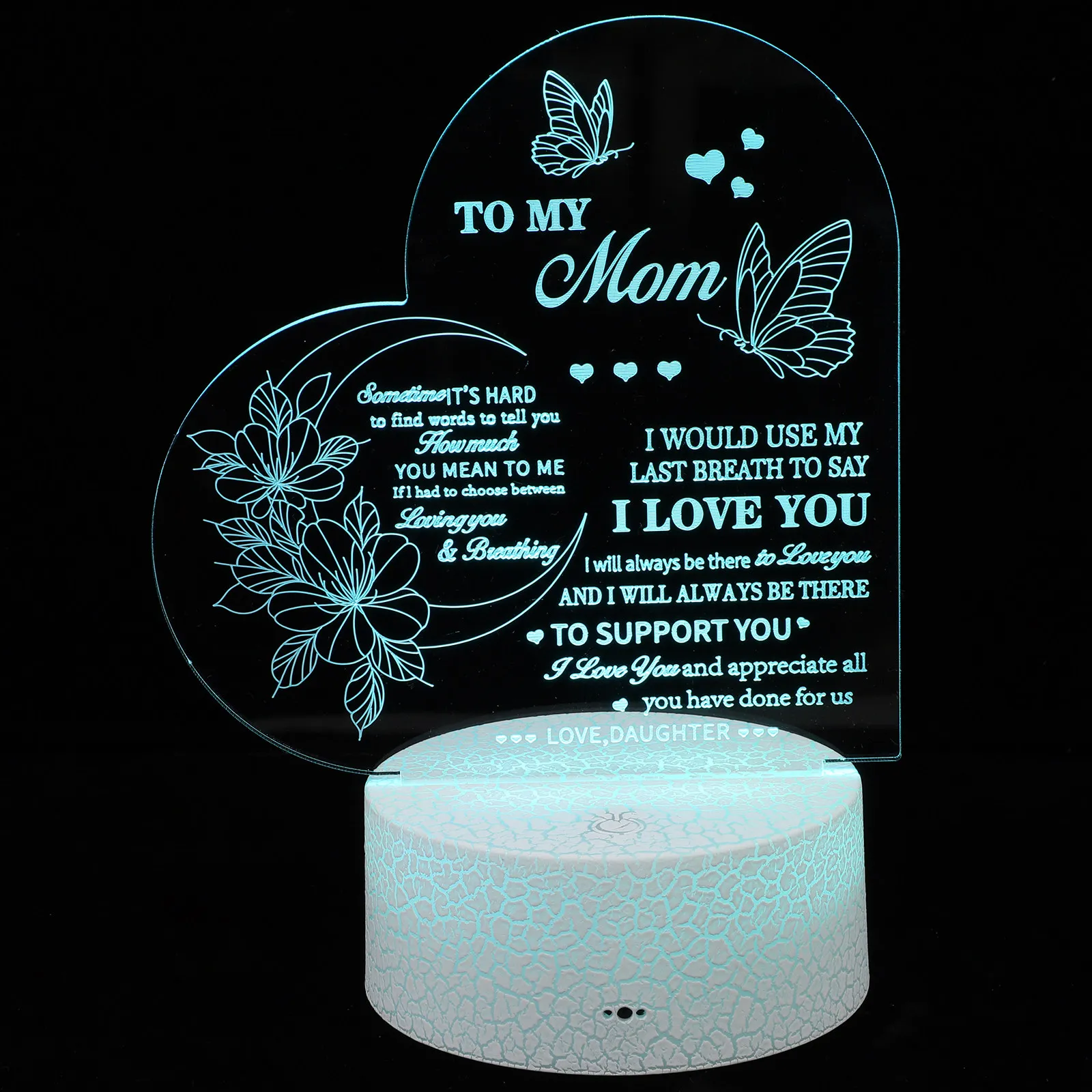 クリエイティブ3dアクリルナイトランプ-ベッドサイドナイトライト-ビジュアル祝福文字テーブルランプ-調節可能16色-ロマンチックな寝室用