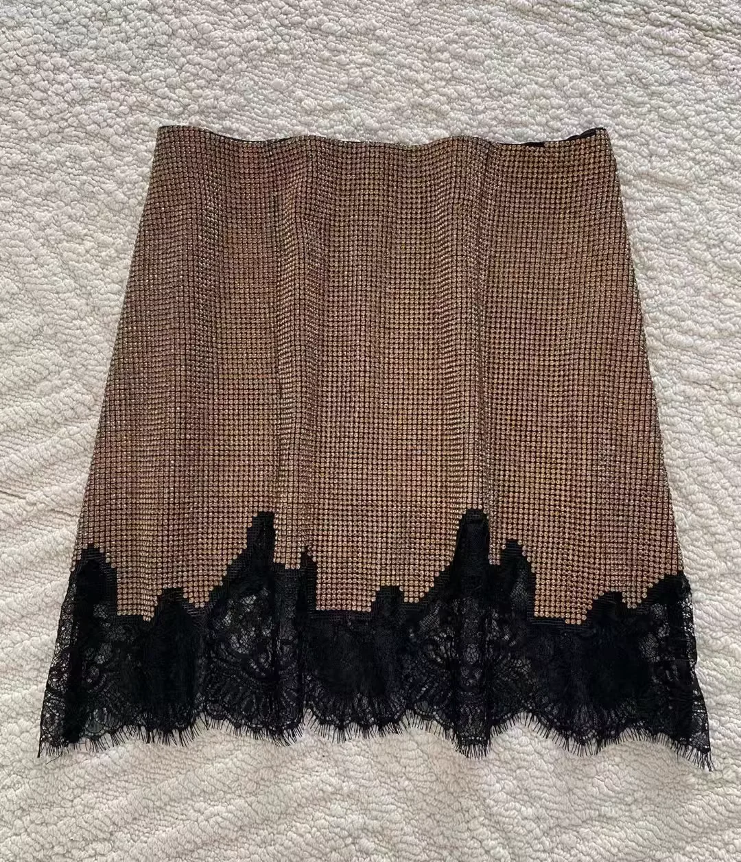 여성용 헤비 비즈 레이스 자수 세트 V넥 민소매 캐미솔 탑 + 하이웨이스트 A라인 미니 스커트 패션 여성 섹시 슈트