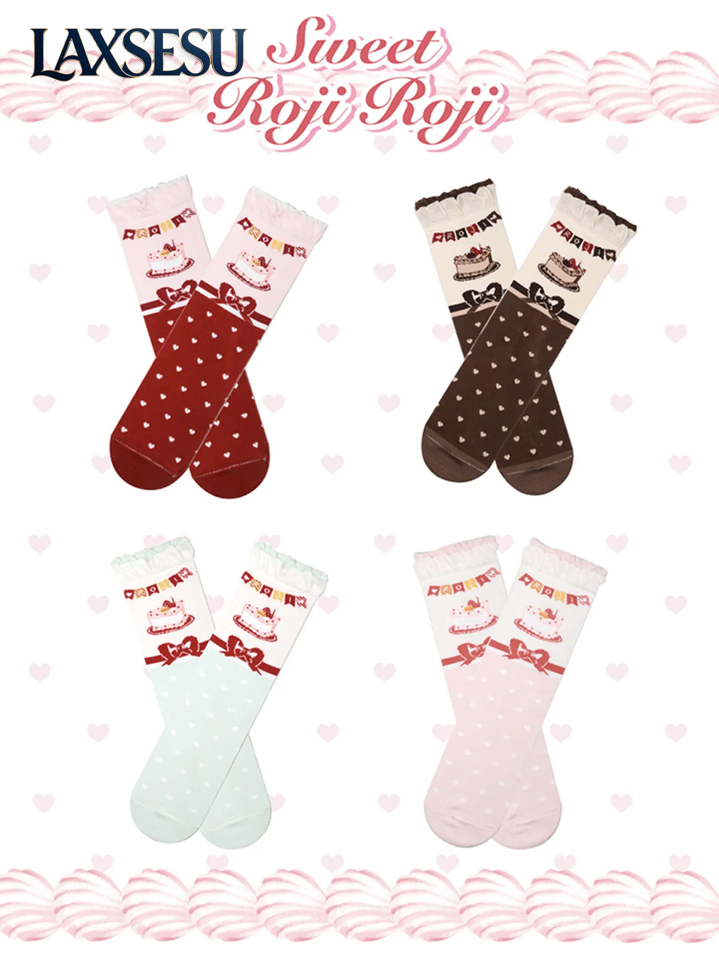 Short Sock Sweet and Cute Japanese Style Double Layered Cake Pure Cotton Lolita Socks Women's Summer Mid Tube Socks