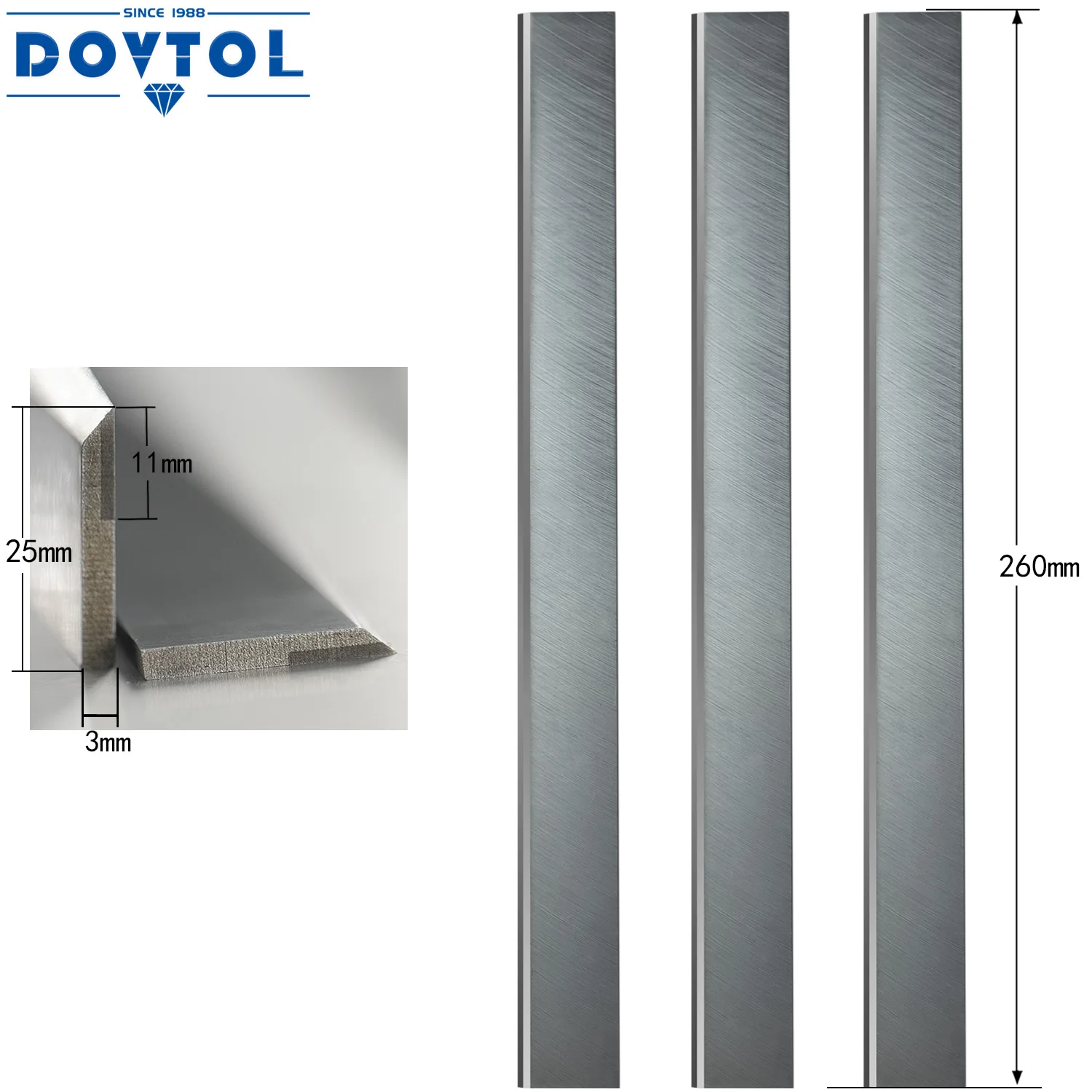TCT Planer Blades 300x25x3mm jointer Knives 3pcs set Replacement for 4-side planer Vertical milling High speed press planer  etc