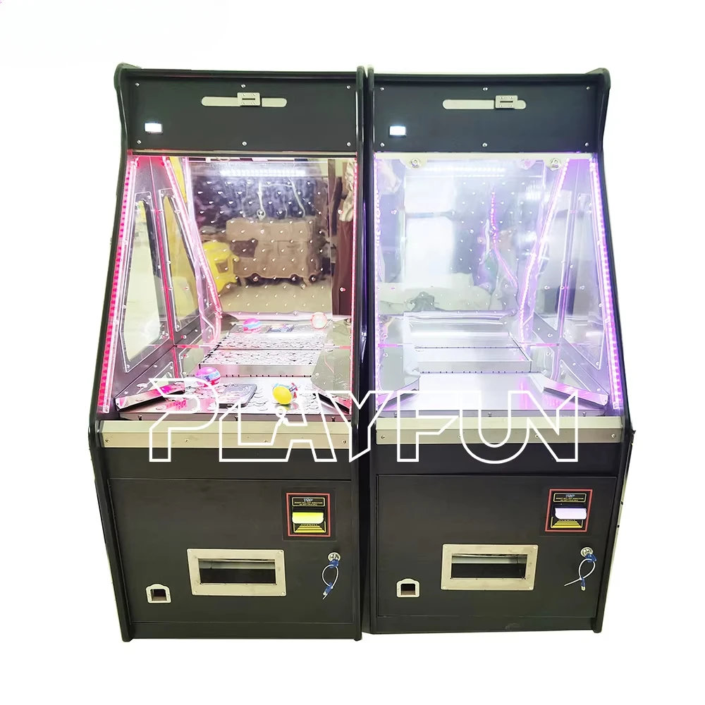 PlayFun USA Popular Quarter Full Black Coin Operated Bonus Hole Coin Pusher Arcade Game Coin Pusher Machine with Bill Change