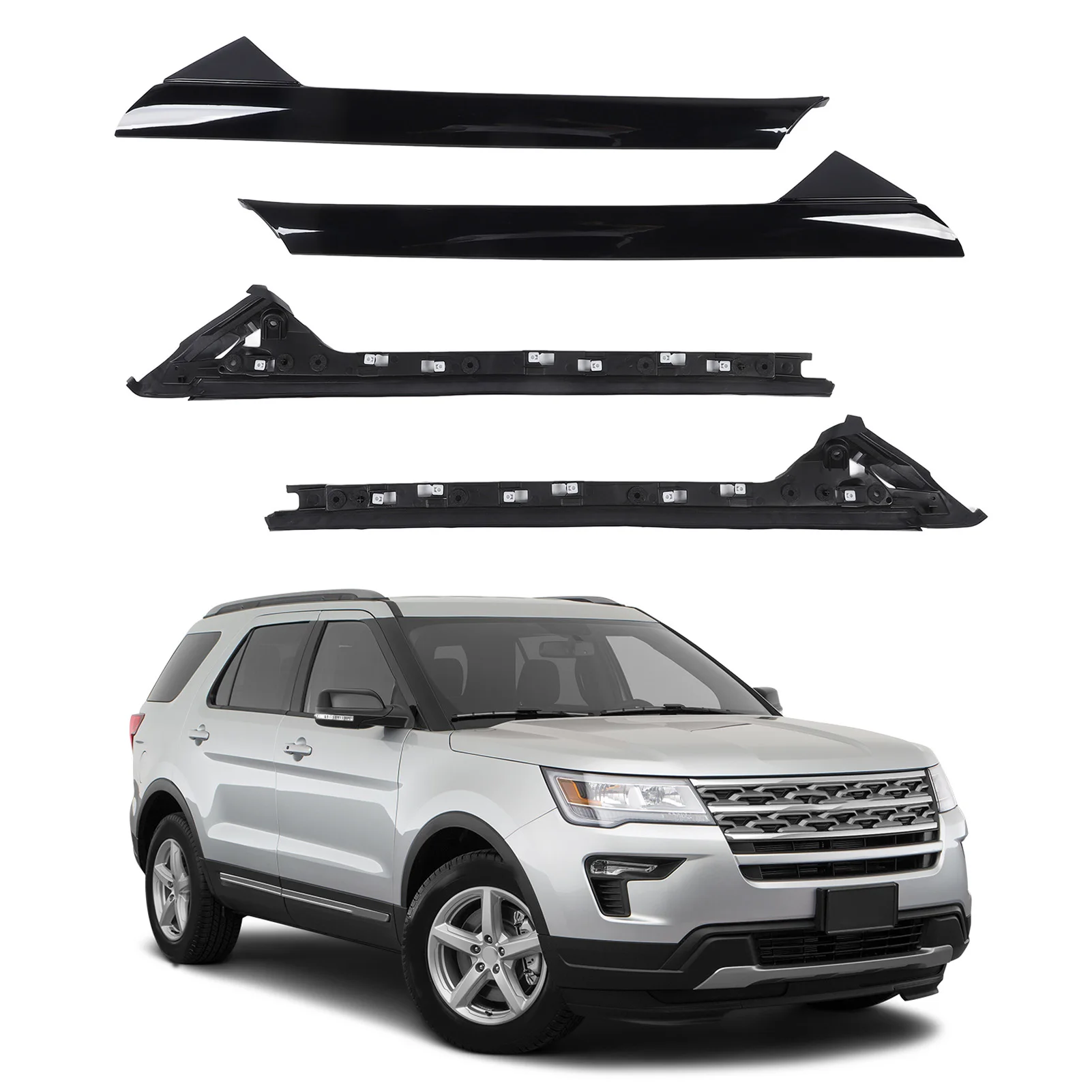 Windshield A Pillar Molding Trim Set BB5Z 7803144 AB Outer Inner Driver and Passenger Side Replacement for Ford Explorer