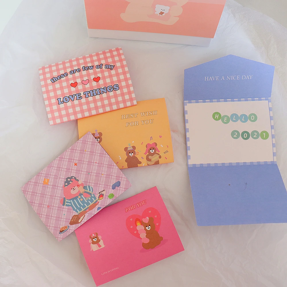 

3 sheets Korean Ins mini folding greeting card, holiday greetings, thank you gifts, message envelopes, letter cards