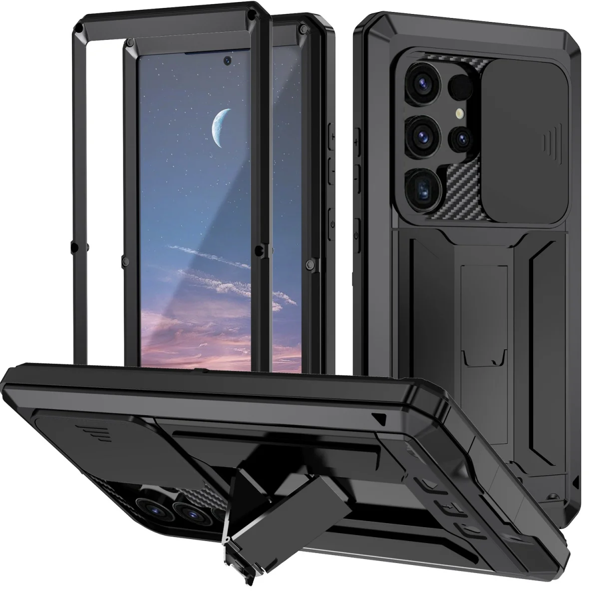 

For Samsung Galaxy S25 Ultra Armor Aluminum Metal Phone Case For Galaxy S24 S23 S22 Plus Tempered Glass Shockproof Hard Cover
