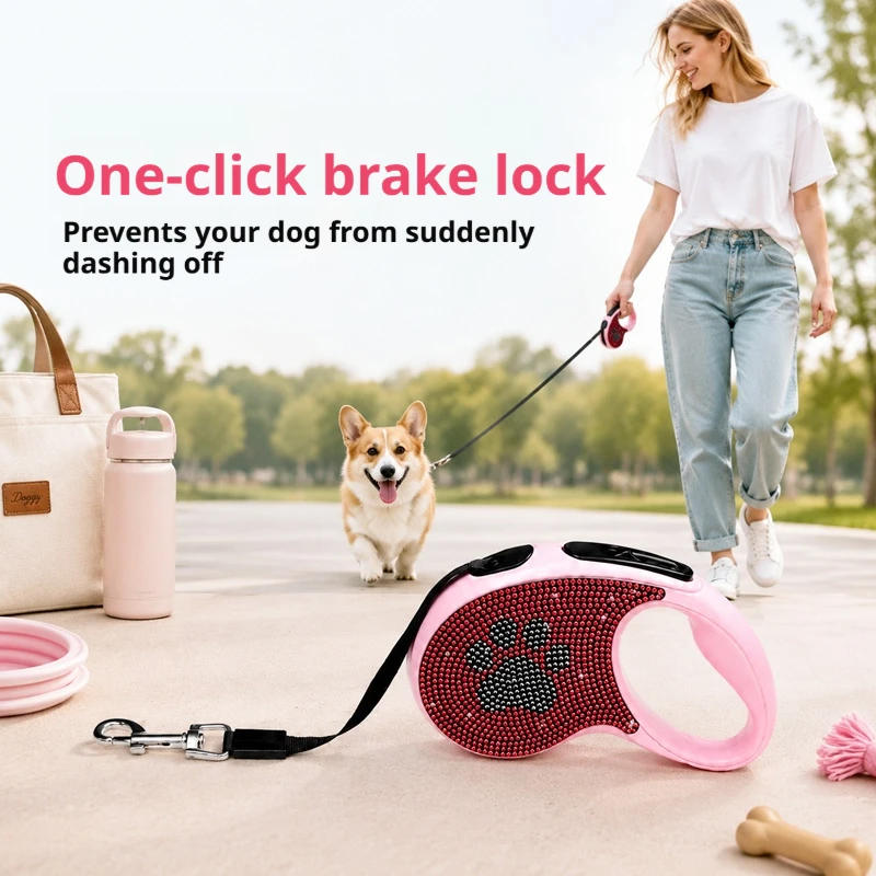 Non‑Slip Retractable Dog Leash One‑Key Brake Lock Telescopic Pet Traction Rope Safe Outdoor Walking Leash For Dogs