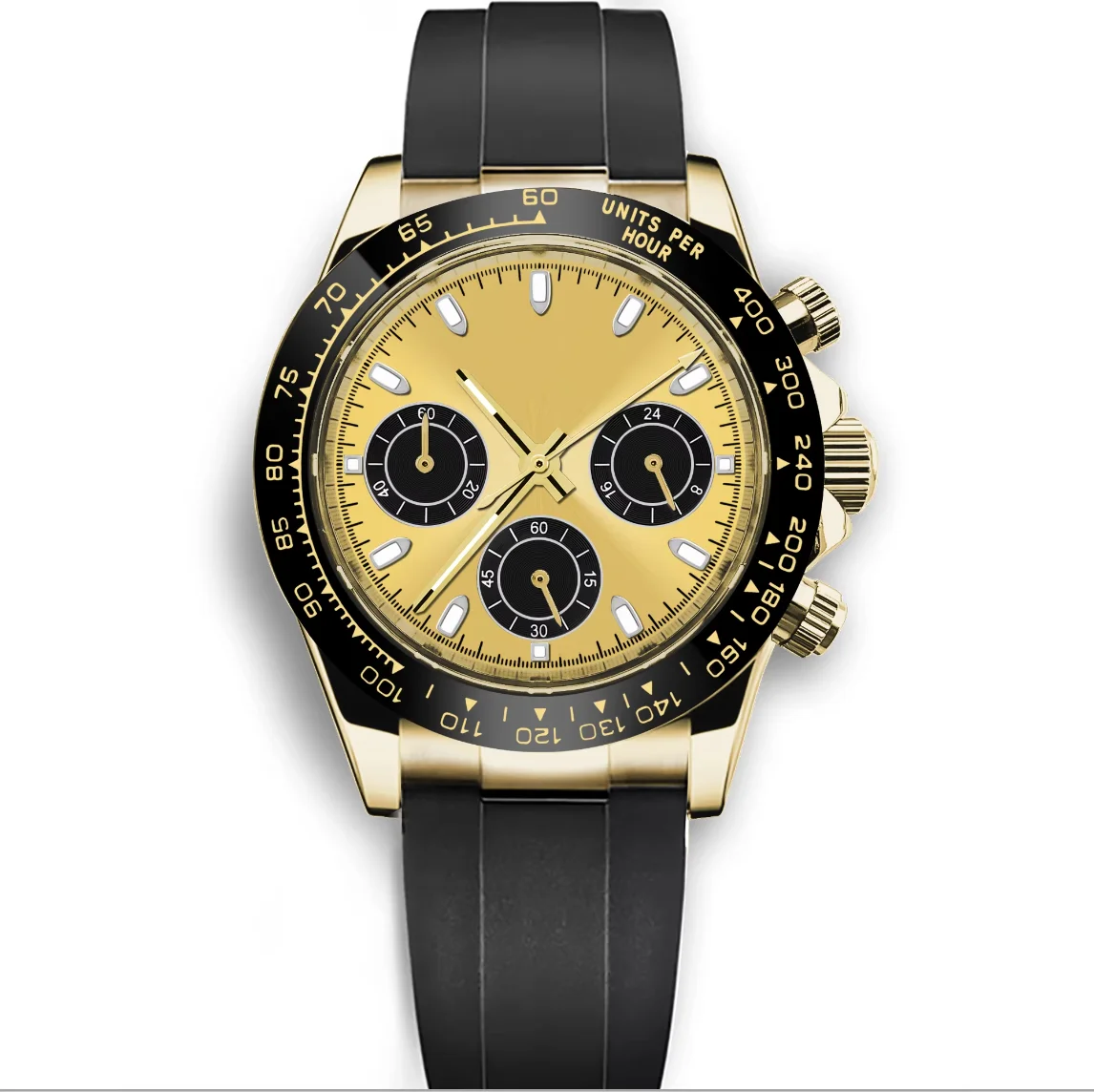 LOGO personalizzato Orologi da uomo sportivi alla moda Vetro zaffiro Orologio cronografo da uomo al quarzo Calendario Quadrante sterile Orologi da polso