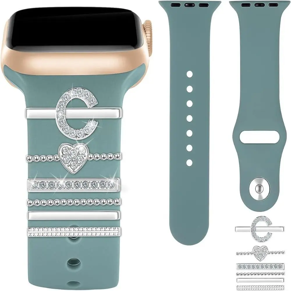 Fashion Metal Watch Band Ornament Diamond Brooch Decorative Ring Initials Letter Wristbelt Charms Strap Accessories