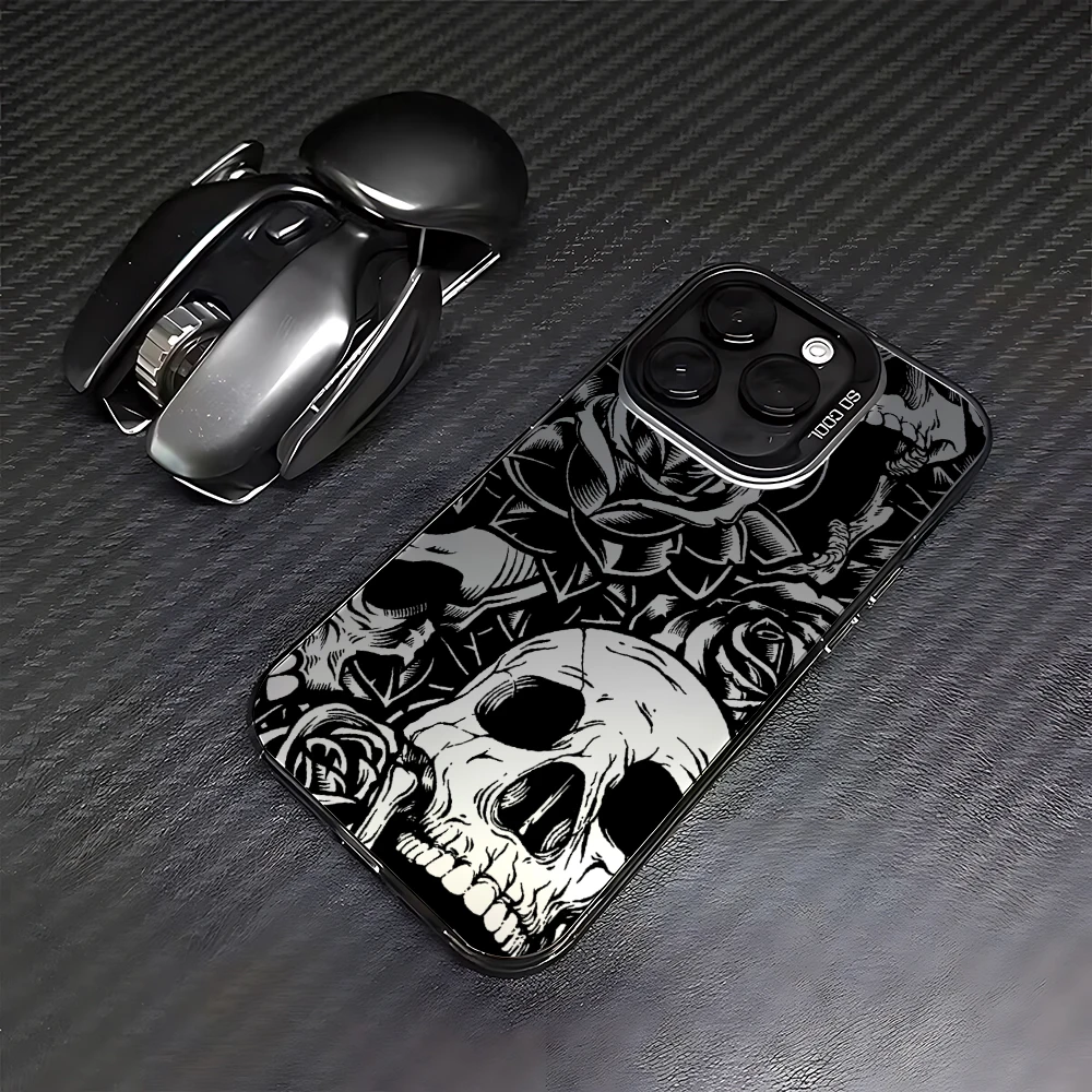 Black Art Skull Case for Samsung Galaxy S24 S23 S22 S21 S20 Note20 Ultra Plus FE M31 4G 5G Matte Shockproof Back Cover