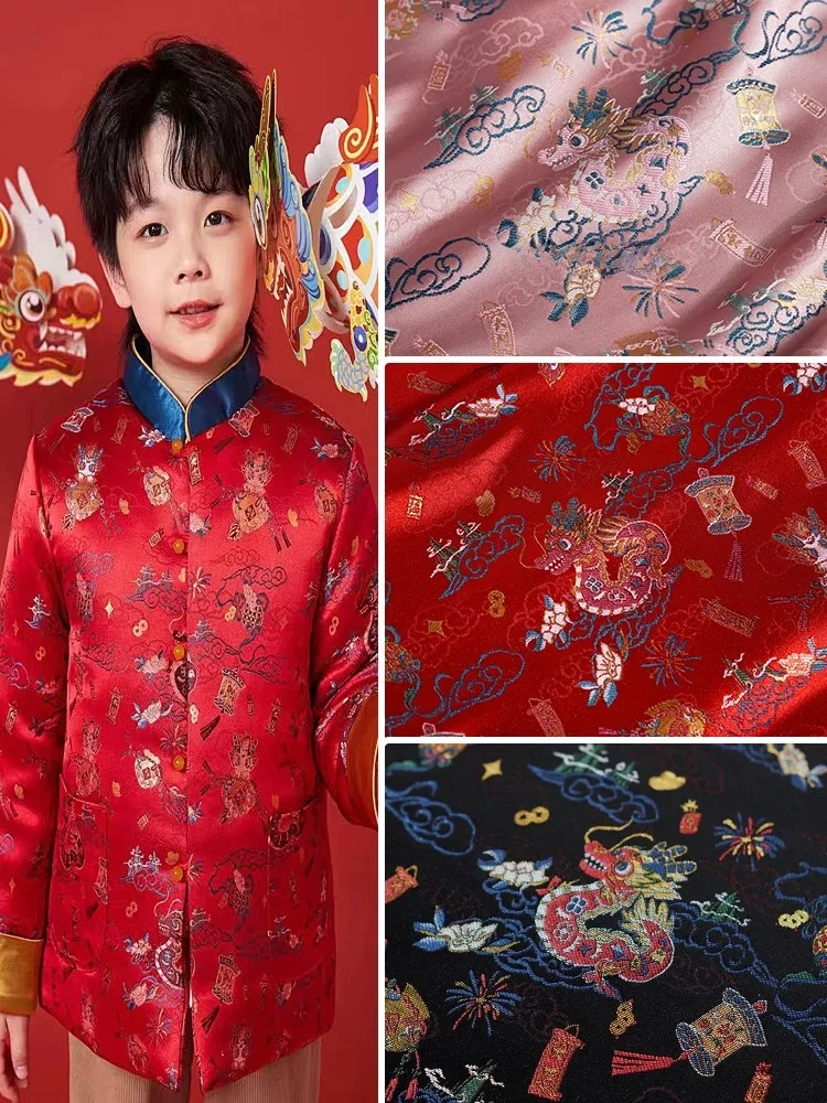 

Celebra Chinese Sle Silk Tfeta Fabric Embroidered Design Jaet Vest Children's Wear Traditional Hanfu Clot...