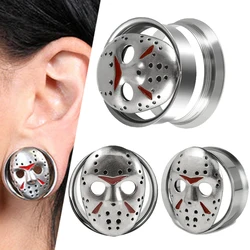 1PC Porous Mask Shape Stainless Steel Face Ear Tunnel Plugs Stretchers Gauges Expander Earrings Internal Thread Piercing Jewelry