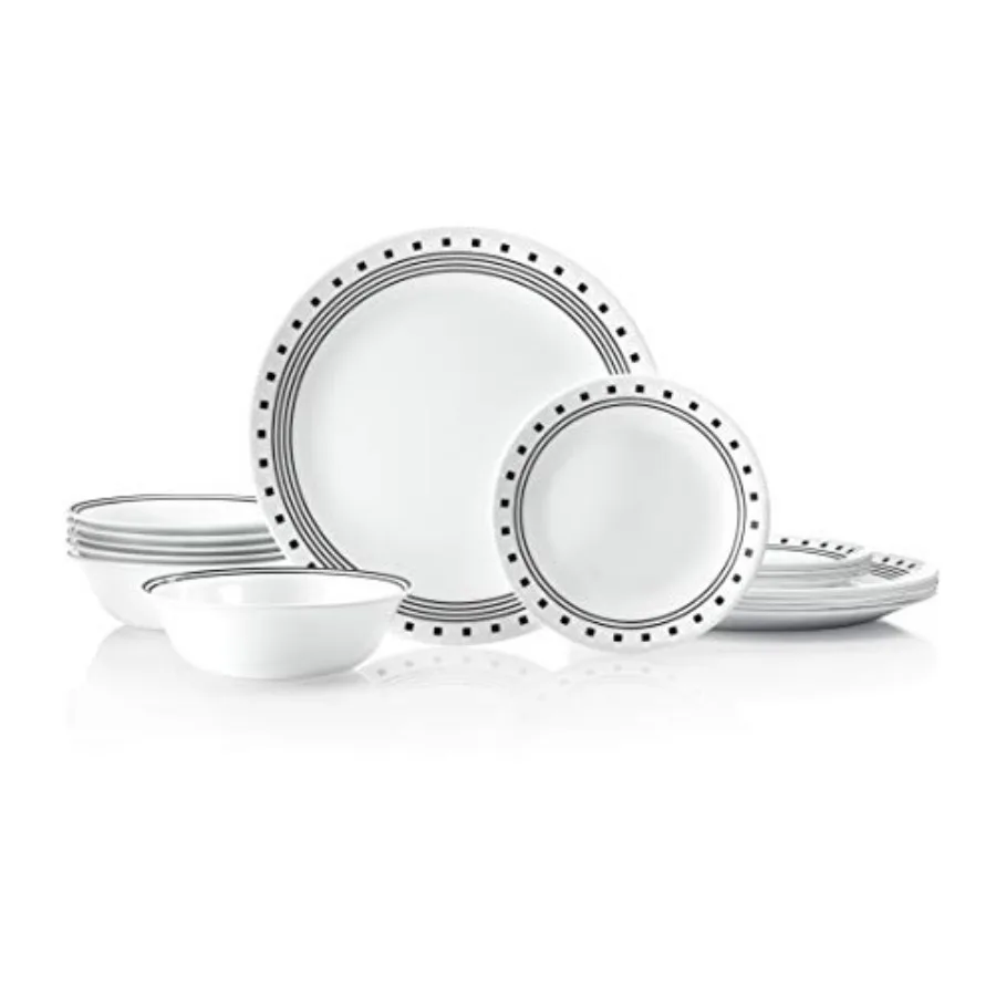 

Vitrelle 18-Piece Service for 6 Dinnerware Set Triple Layer Glass and Chip Resistant Lightwght Round Plates and Bowls Set in Ci