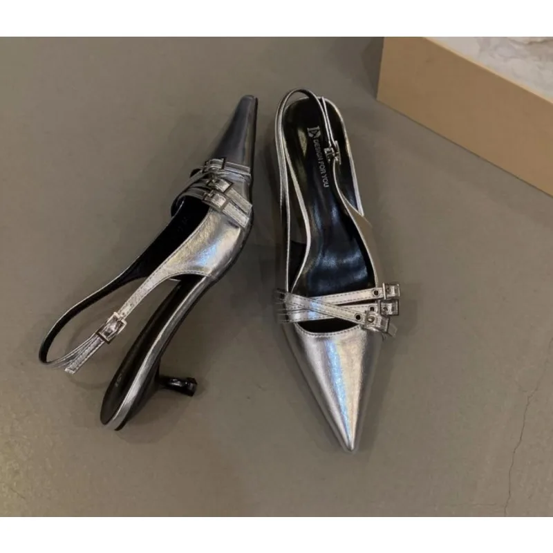 New High Heels Sandals Women Shoes Spring Summer Footwear Pointed Toe Party Ladies Shoes Fashion Buckle Strap Female Pumps