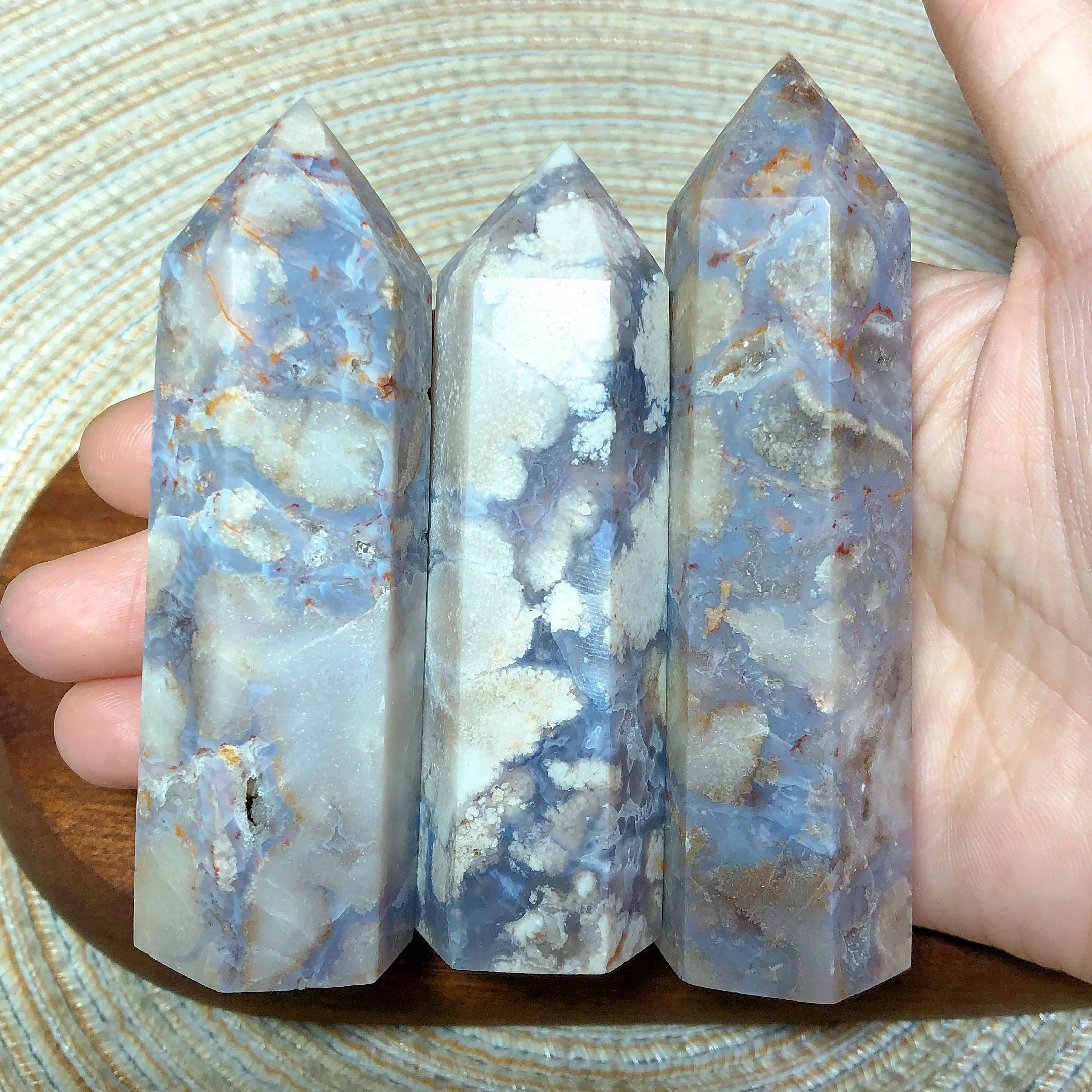 Natural Crystals Blue Flower Agate Geode Tower Energy Polished Healing Reiki High Quality Home Decorations Room Decor