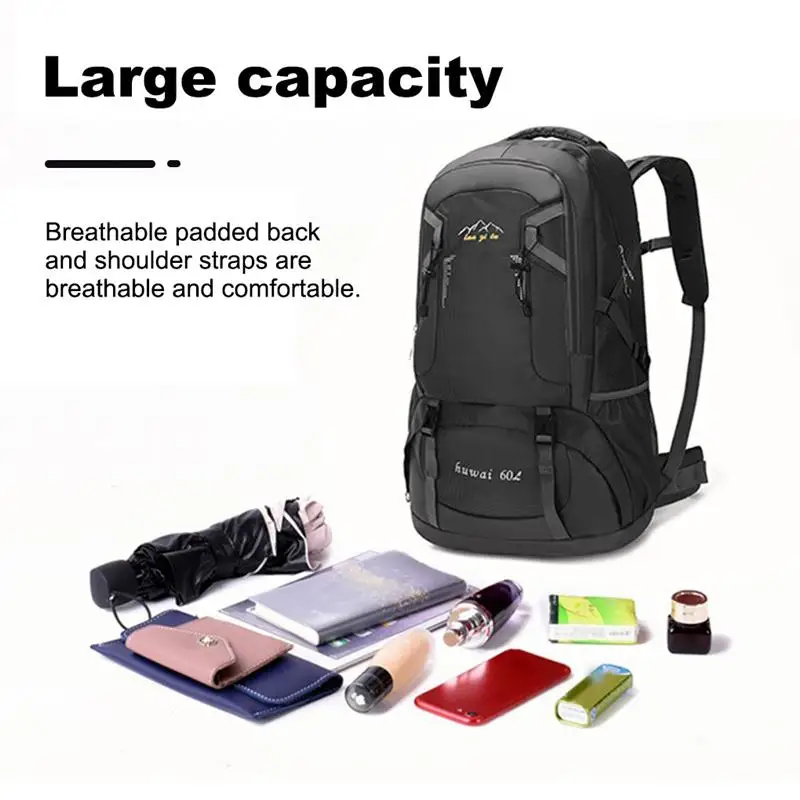 Imagem -03 - Mochila Impermeável de Viagem ao ar Livre para Homens e Mulheres Escalada Caminhadas Mochila Pesca Ciclismo Camping Trekking 60l