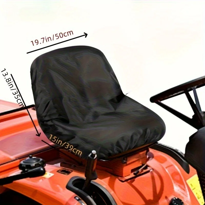 1 PC Heavy-Duty Tractor Seat Cover for Kubota Cadet Mahindra Riding Lawn Mowers - Black Polyester with Secure Drawstring Closure