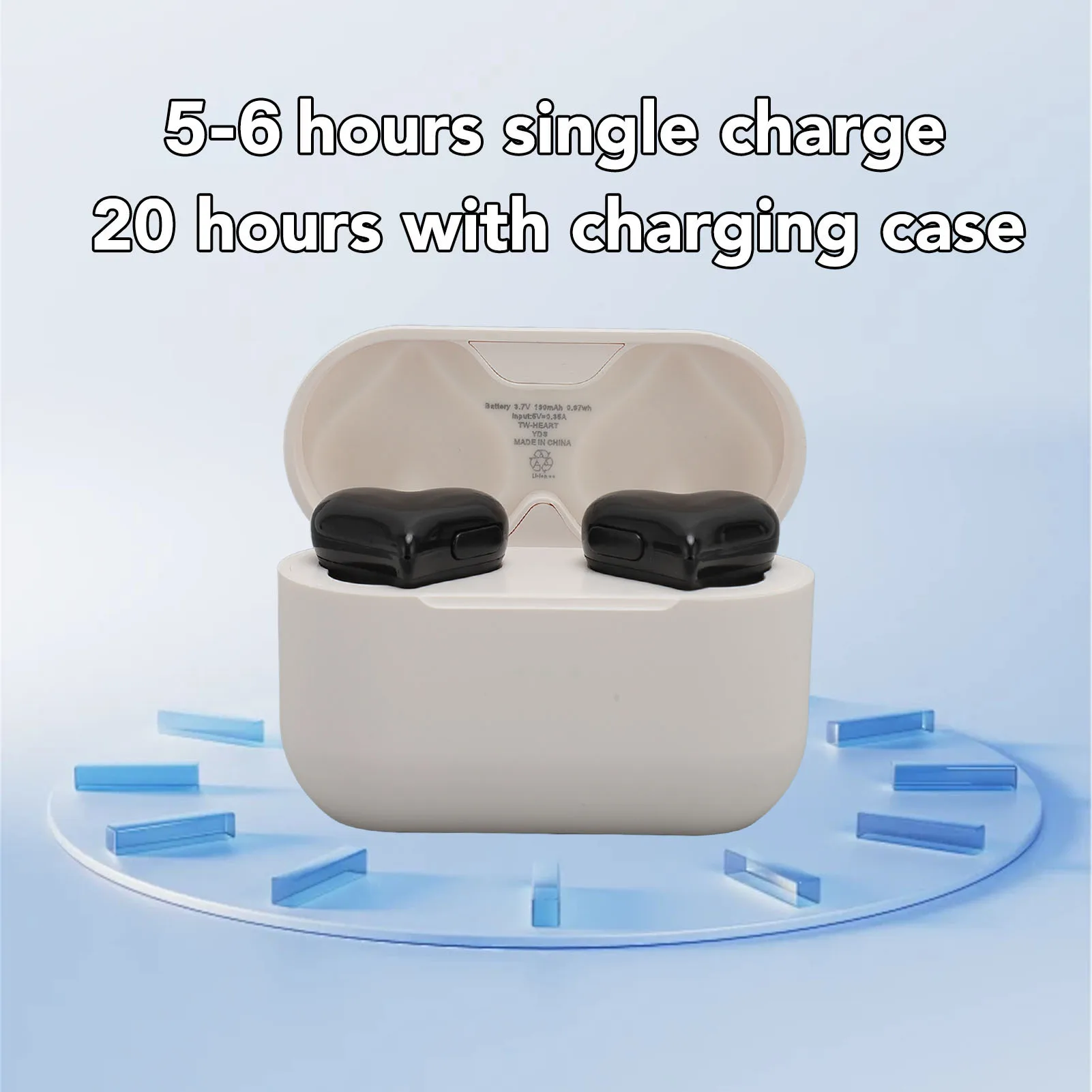 Heart Shaped Wireless Earbuds Wireless Earbuds Headphone Waterproof 20 Hours Playtime with Charging Case for Outdoor Gym Sports