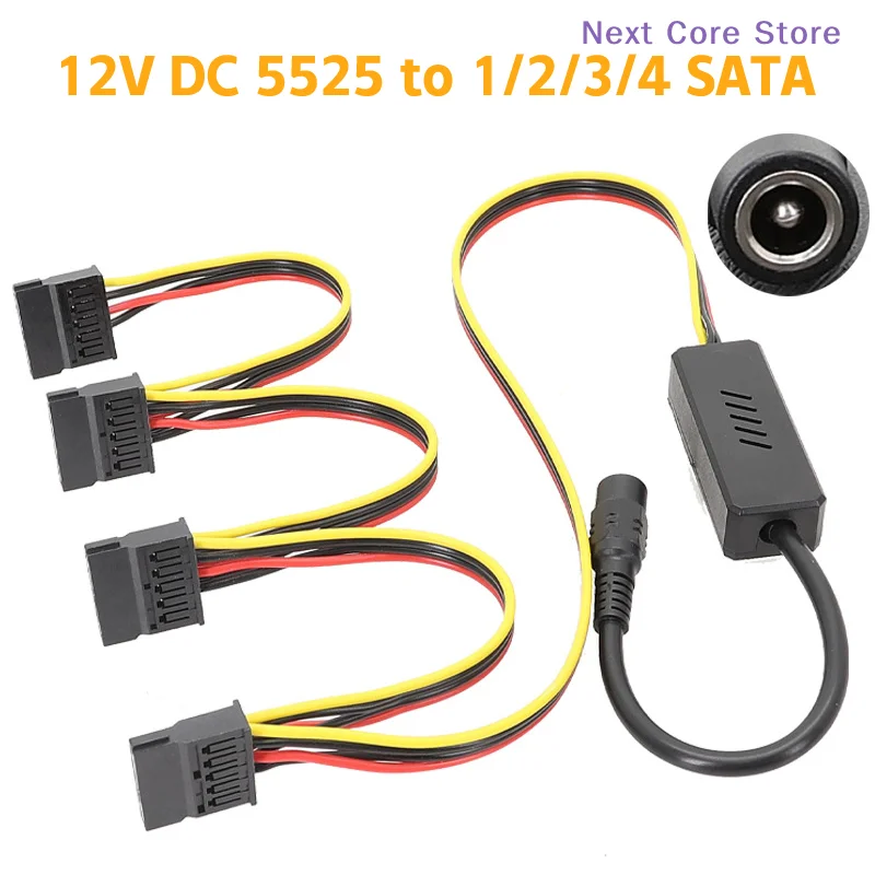 DC 12V To 4Pin Molex HDD Cable DC 5525 To SATA Hard Drive Power Supply Cable Step-down Voltage Regulator