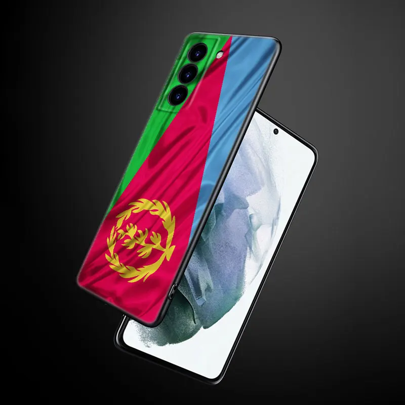 Eritrea Flag Black Silicone Phone Case For Samsung Galaxy S23 S21 S20 FE S24 S22 Ultra S10E S10 S9 S8 Plus