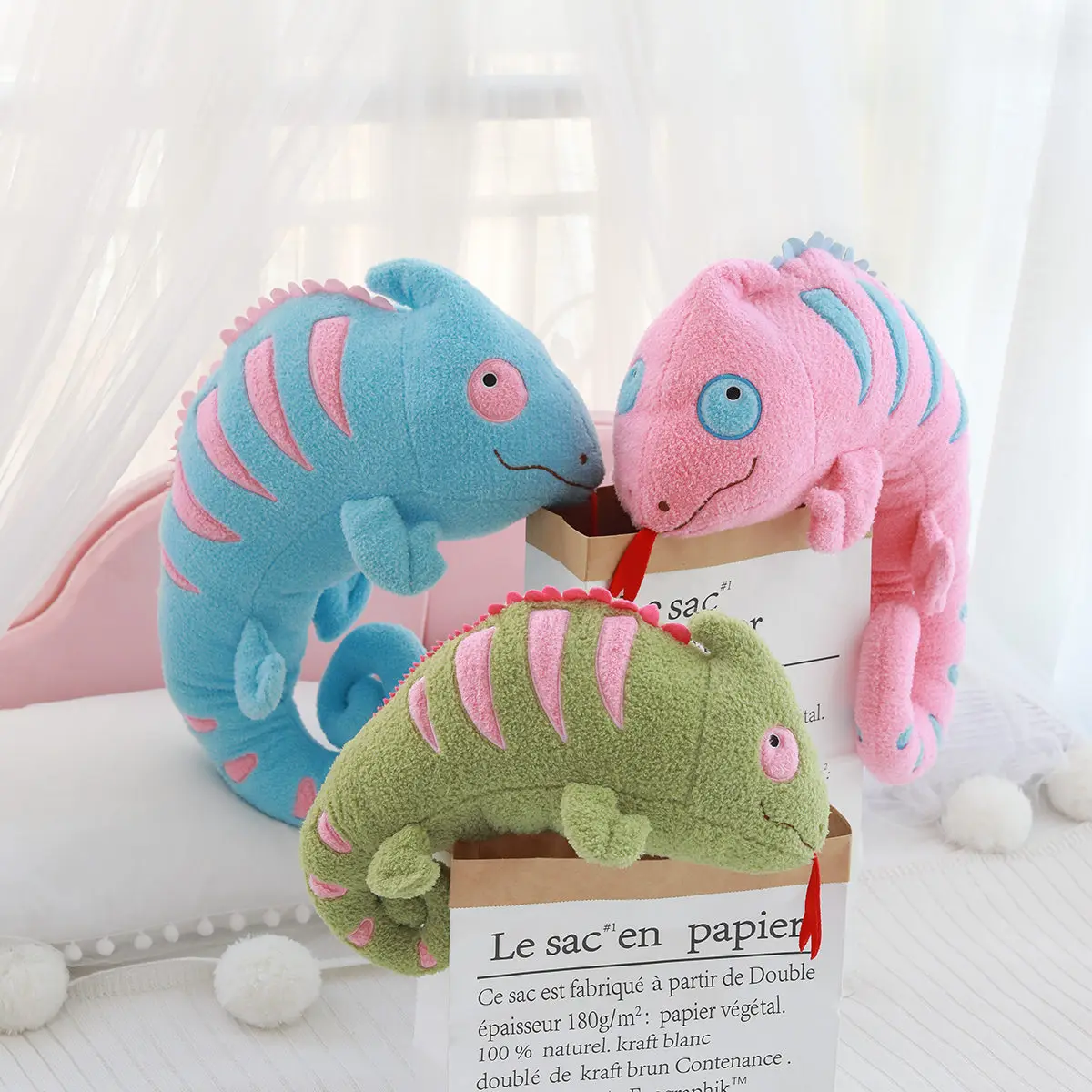 2023 Hot 12cm Cartoon Reptiles Lizard Chameleon Plush Toys Pendant Cartoon Animal Doll Keychain For Kids Birthday Gifts